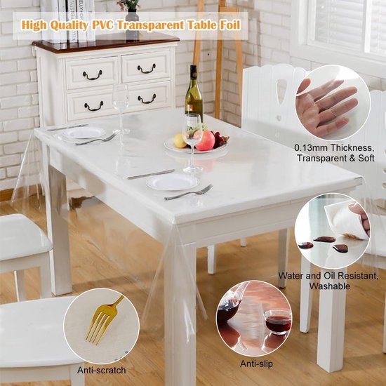 Waterdicht transparant tafelkleed,Ronde tafelmat doorzichtig plastic,Oliebestendige tafelbladmatten,Voor eettafel Afwasbare PVC-Tafelbeschermer,Op maat gemaakt,round-120cm/47in