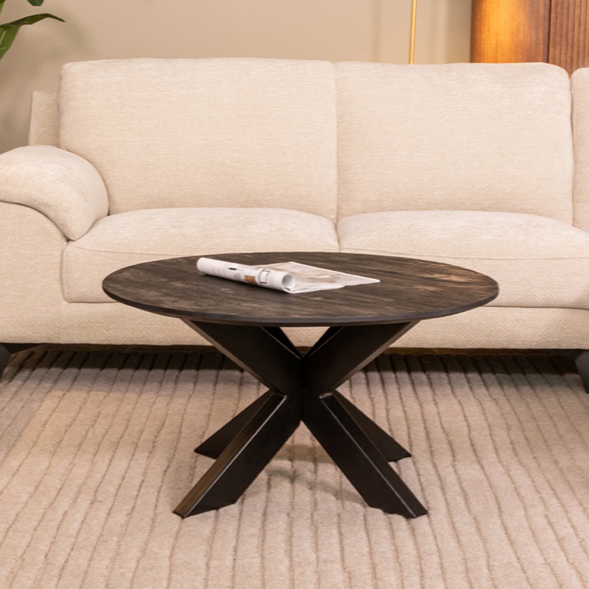 LABEL51 Otis Salontafel - Zwart - Hout - 80 cm - Rond