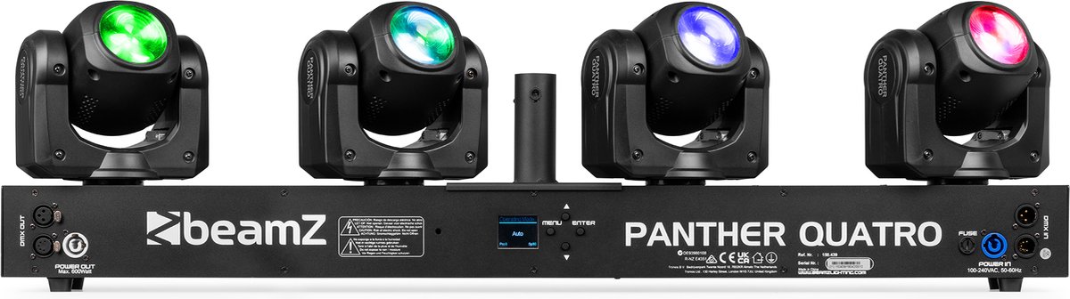 BeamZ Panther Quatro Beam Bar - Bar met 4 moving heads - RGBW - 160W