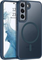 Casemania Hoesje Geschikt voor Samsung Galaxy S21 - Blauw - Matte Armor Back Cover - Geschikt voor MagSafe
