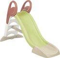 Smoby KS glijbaan in beige, wit en groen met rode handvatten.