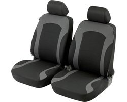 Walser Autostoelhoes Inde met Rits - ZIPP-IT Premium Stoelhoes Auto - 2 Voorstoelhoezen zwart/grijs