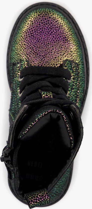 Braqeez leren meisjes veterboots multicolor - Roze - Uitneembare zool - Maat 23