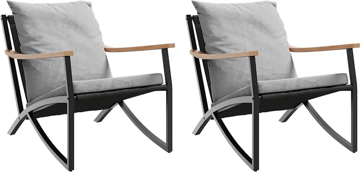 vidaXL - Tuinstoelen - 2 - st - met - kussens - staal - zwart