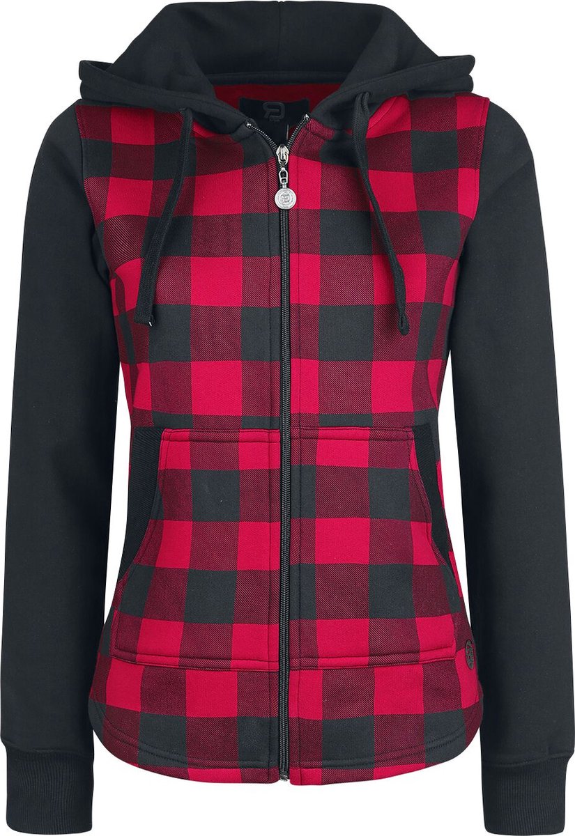 R.E.D. Rock-Engineered Design Zwart-rood jack met capuchon - Dames - S