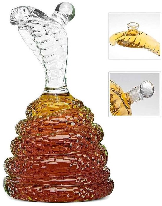 Handgeblazen 100% loodvrije kristalglas Cobra wijndecanter, creatieve slangenvormige decanter rode wijnkaraf 1500ml