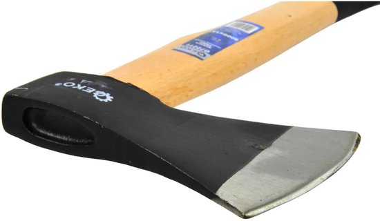 GEKO Bijl met houten handvat - antislip grip - hoogwaardig koolstofstaal - 800g - 38 cm van Geko — afbeelding 3