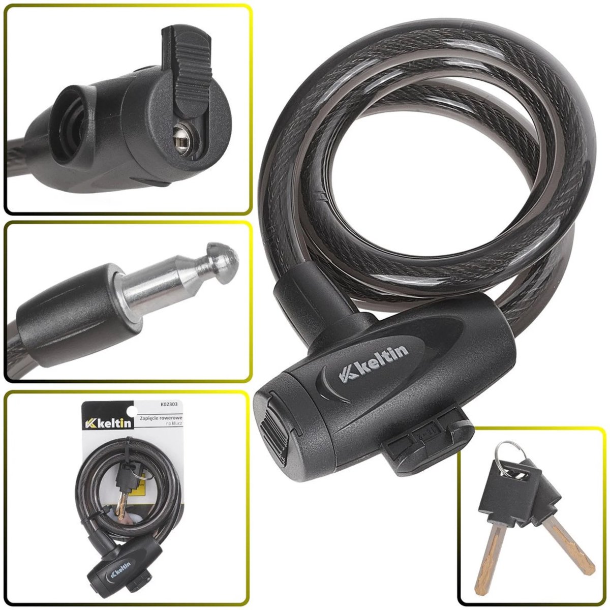 Keltin Fietsslot met sleutel - 12 mm dik - 80 cm lang - Weerbestendig - Inclusief 2 sleutels