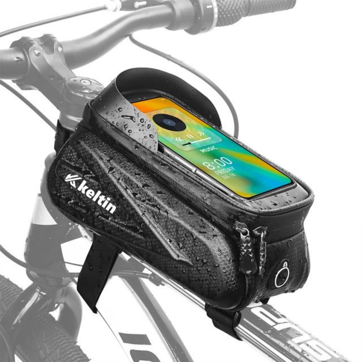 Keltin Waterdichte fietstas met telefoonhouder - EVA en PU - 22x14x11 cm - Zonnekap en hoofdtelefooningang