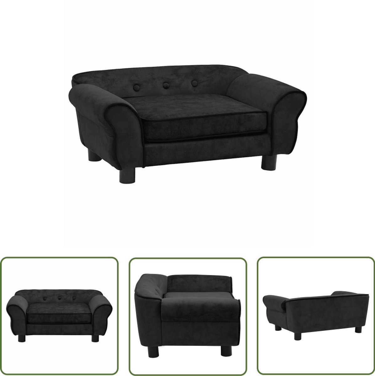 vidaXL Hondenbank – Hond Bench – Hondenbank 72x45x30 cm pluche zwart – Pluch Hondsbed – Klein Honden Bed – Kat Bank