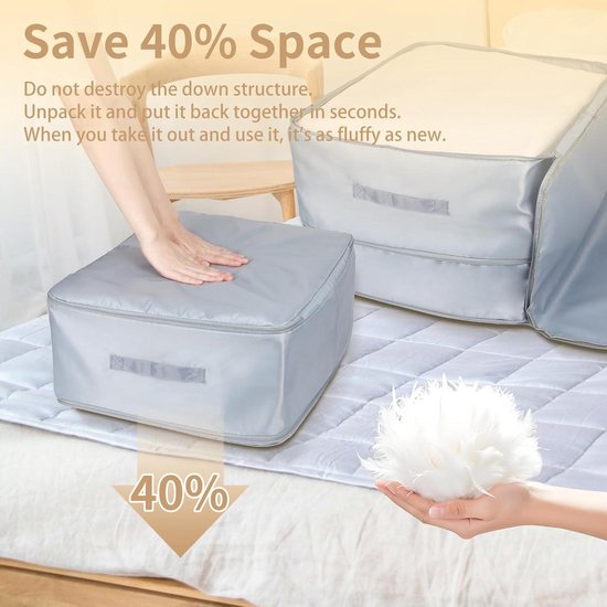 Compressie Dekbed Opbergtas Grote Capaciteit Heavy Duty Bewegende Zakken Ruimtebesparende Quilt Compressie Opbergtas Waterdichte Zelfcompressie Bewegende Organizer Tas voor Dekens Dekens Beddengoed