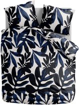Parure de lit en microfibre Feuilles peintes - Blauw - 240x220 + 2*60x70 cm