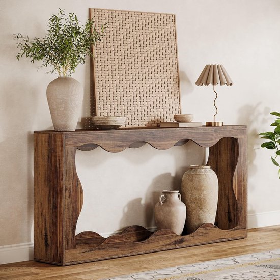 Tribesigns Consoletafel smal, 110 x 30 x 85 cm, bijzettafel met houten
