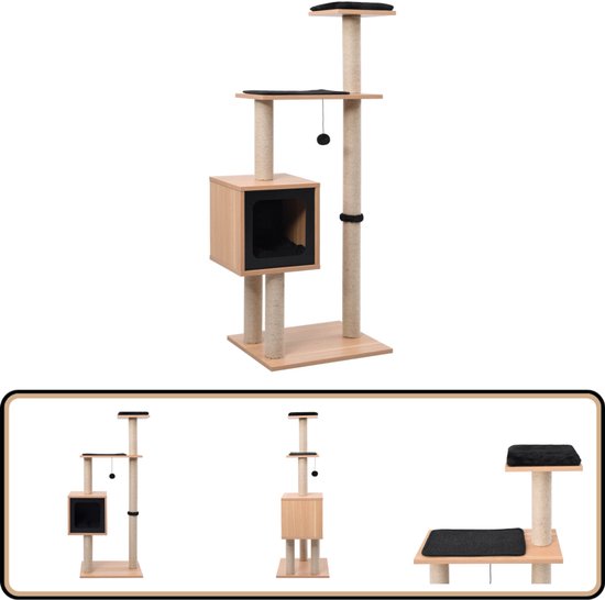 vidaXL Arbre à chat 123 cm avec sisal et coussins Griffoirs pour chats - Fournitures pour chats - Arbre à chat - Tour pour chat - Meubles en bois pour chats
