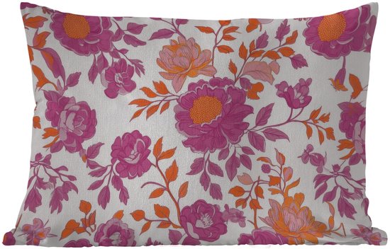 Buitenkussens - Bloemenpatroon - Roze - Oranje - Bloemen - 60x40 cm - Weerbestendig