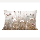 Coussins Coussins décoratifs - Oreillers de salon - 60x40 cm - Fleurs - Rose - Moderne - Beige