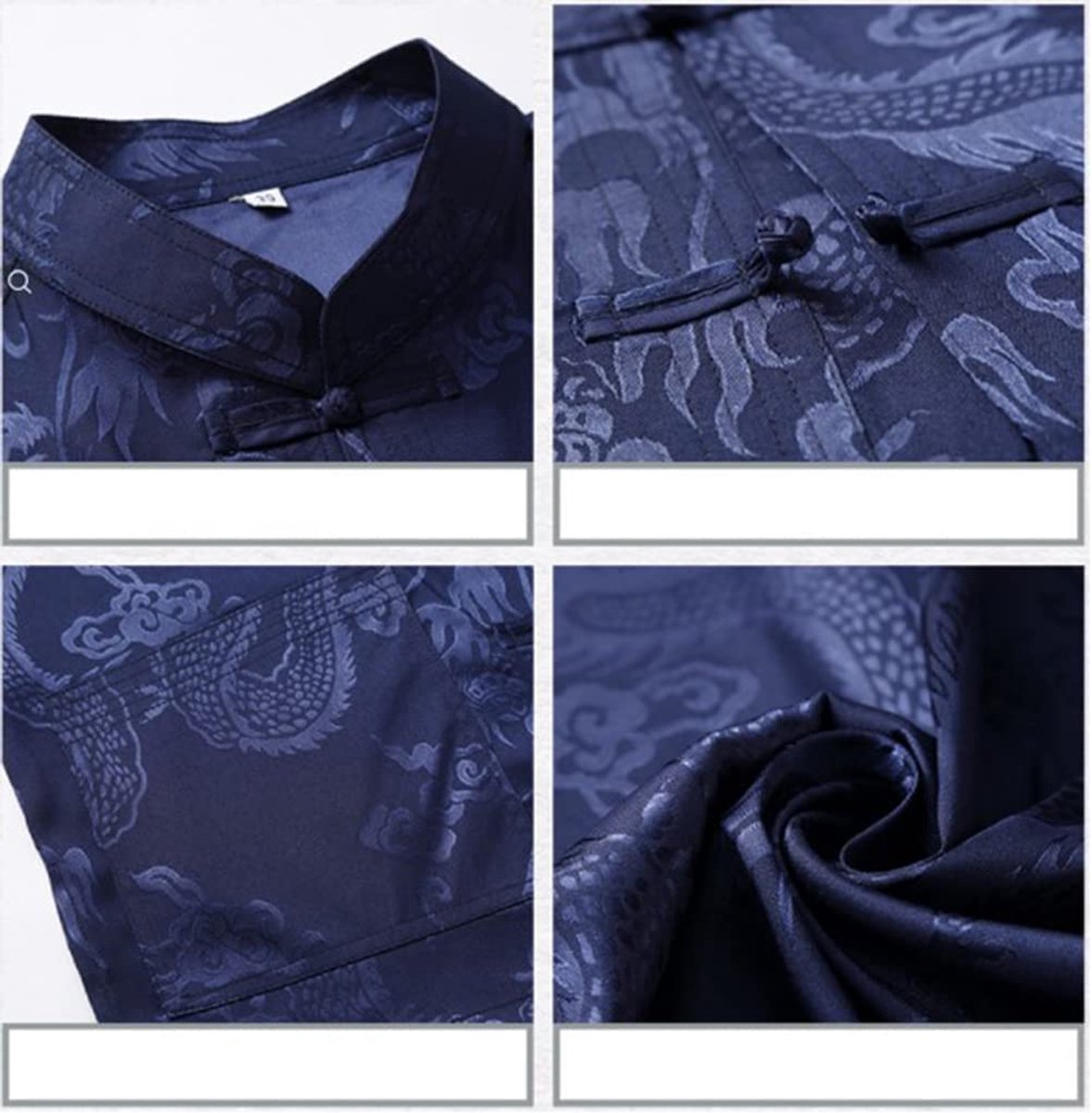 Senza Marchio Tai Chi-uniform vechtsporten Kung Fu-uniform Zachte Kung Fu-set Chinese traditionele mannen Dragon Print Tang-pak Shirt met korte mouwen Taichi-uniform Wushu-kleding Los casual mannelijk (Kleur : #1