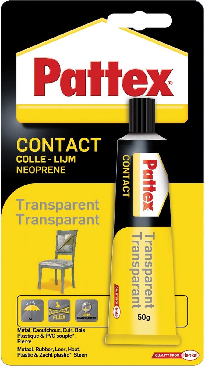 Contactlijm transparant pattex tube 50gr blister | 12 stuks