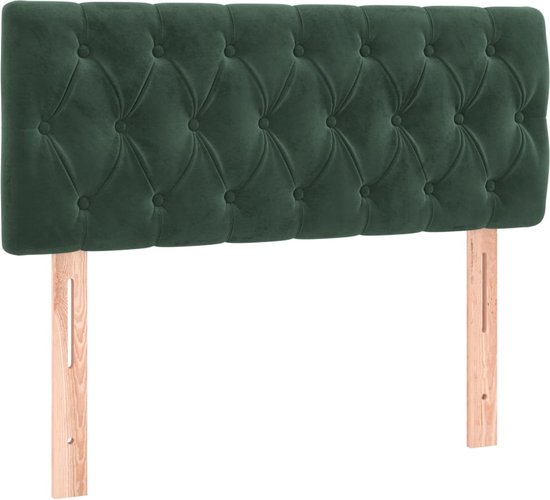 vidaXL Boxspring Fluweel Donkergroen 90x200 cm Boxspringbed - Fluweel Bed - Donkere Groene Bed - Tweepersoons Bed - Pocketed Veren Matras