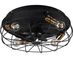 REALITY TRONDHEIM - Ventilator - Zwart mat - excl. 4x E27 4 W - Licht apart schakelbaar - Afstandsbediening - 3 snelheidsinstellingen - Timer