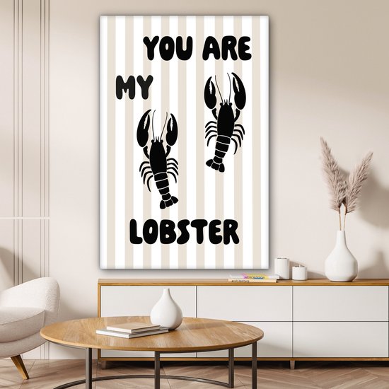 Tableau sur toile 80x120 cm - Décoration murale Homard - Beige - Minimaliste - Décoration murale salon - Décoration chambre - Accessoires chambre - Peintures sur toile