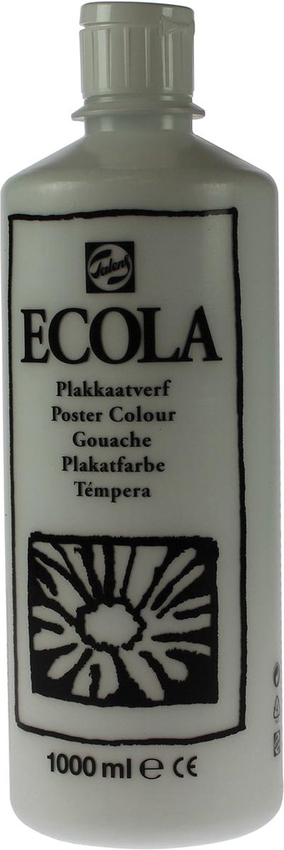 Talens Ecola plakkaatverf flacon van 1000 ml, wit 4 stuks