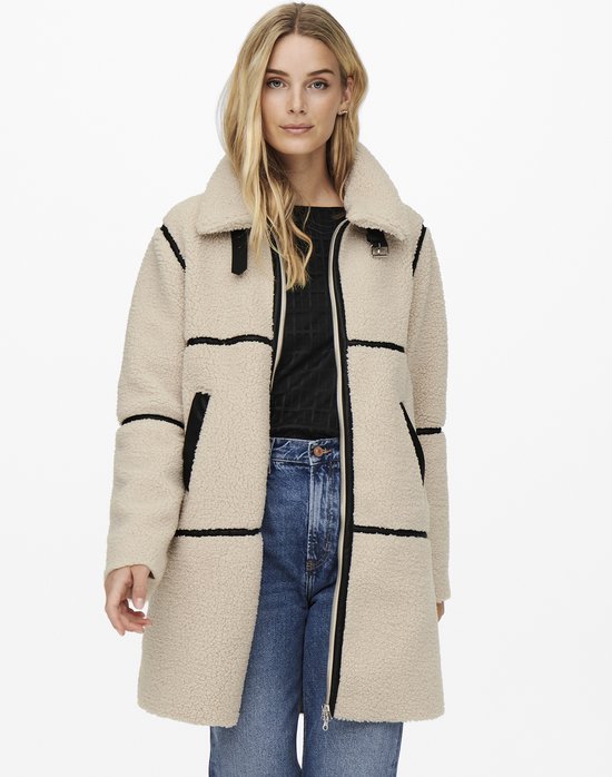 Jacqueline de Yong Jas Jdyfrosty Teddy Long Jacket Otw Noo 15243241 Birch Dames Maat - L