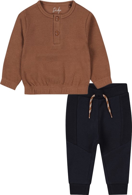 Dirkje - Ensemble de vêtements - Pantalon Blauw avec cordon de serrage - Pull marron - Taille 56