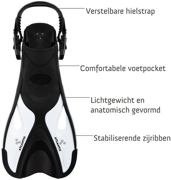 Atlantis Dolphin - Zwemvliezen - Volwassenen - Zwart/Wit - 37-41