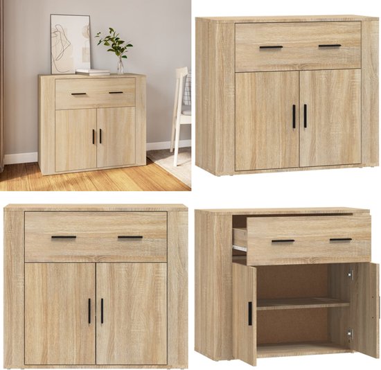 vidaXL Buffet 80x33x70 cm Bois d'ingénierie Chêne Sonoma - Buffet - Commodes - Armoire - Armoire murale