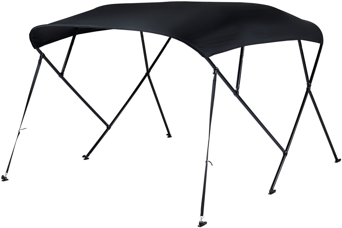 NALUX Biminitop 4 bogen zwart frame- Hoogte 117 cm -Breedte 155-169 cm