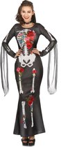 LUCIDA - Dia de los Muertos skelet jurk met rozen voor vrouwen - S
