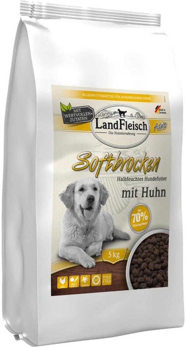 LandFleisch Landfleisch Hond Softbrocken 5kg - met kip