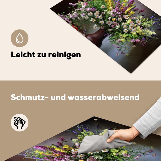 KitchenYeah® Protection plaque induction 85x52 cm - Nature morte - Bouquet - Fleurs - Protege plaque de cuisson - Couvre plaque induction - Protecteur d'induction - Cuisine