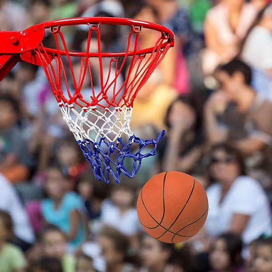 TSHAOUN 4-pack Basketbalnetten – Driekleurig Rood-wit-blauw, 12 Lussen, Voor Binnen En Buiten