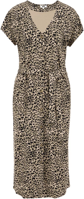 WE Fashion Dames Midi jersey jurk met luipaardprint