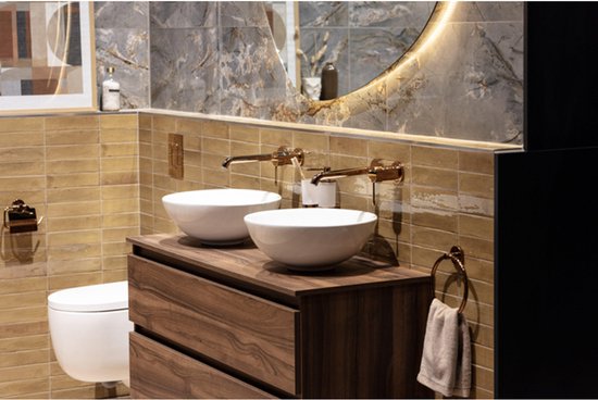 Adema Chaci Meuble bas de salle de bain - 120cm - 2 tiroirs - sans poignées - noyer (bois)