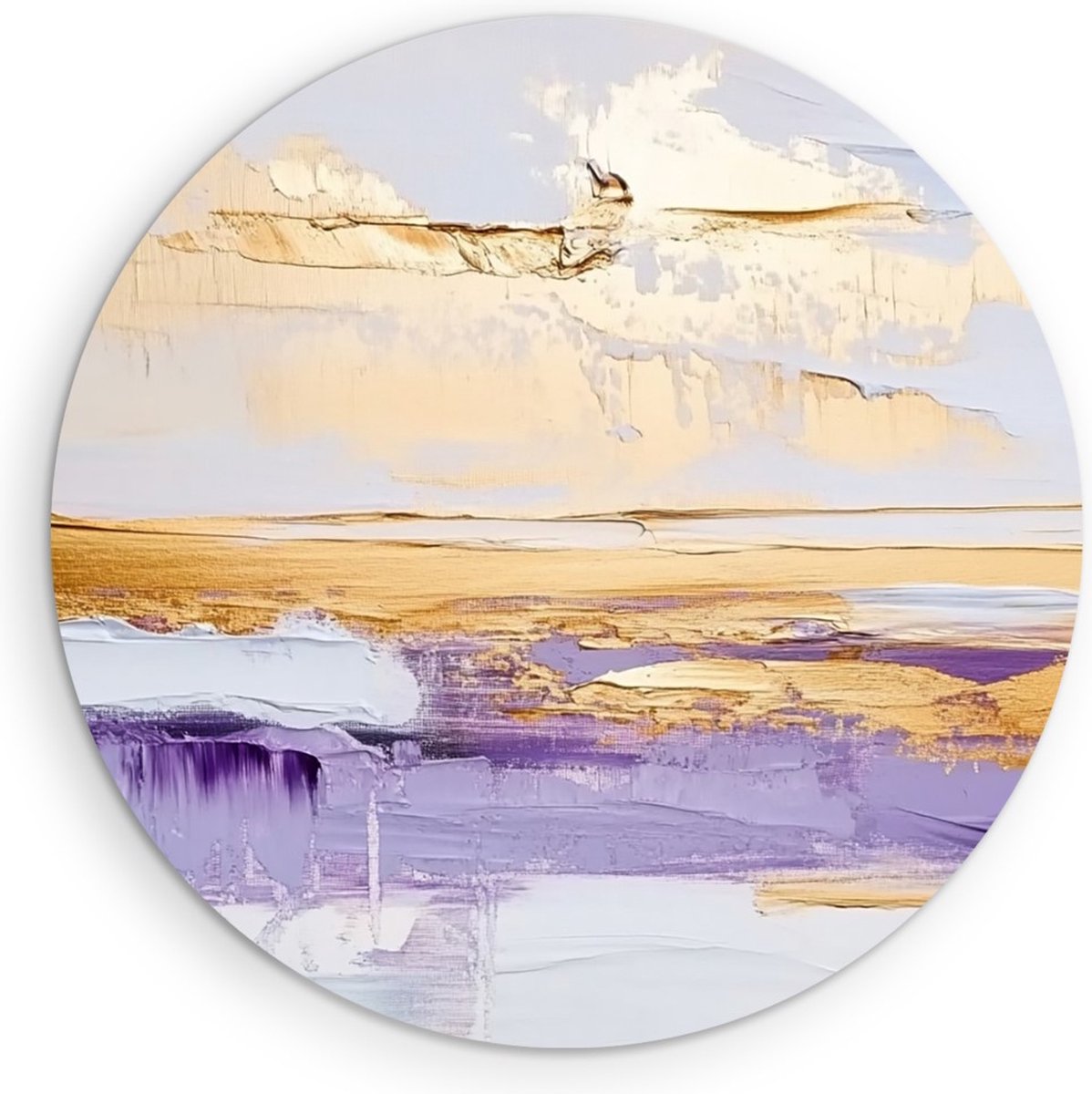 Saammp Muurcirkel Hout - Paars Goud - Abstracte Stijl - Ø 90 - Wandcirkel - Wanddecoratie Cirkel - Muurdecoratie Woonkamer - Slaapkamer decoratie - Rond Schilderij