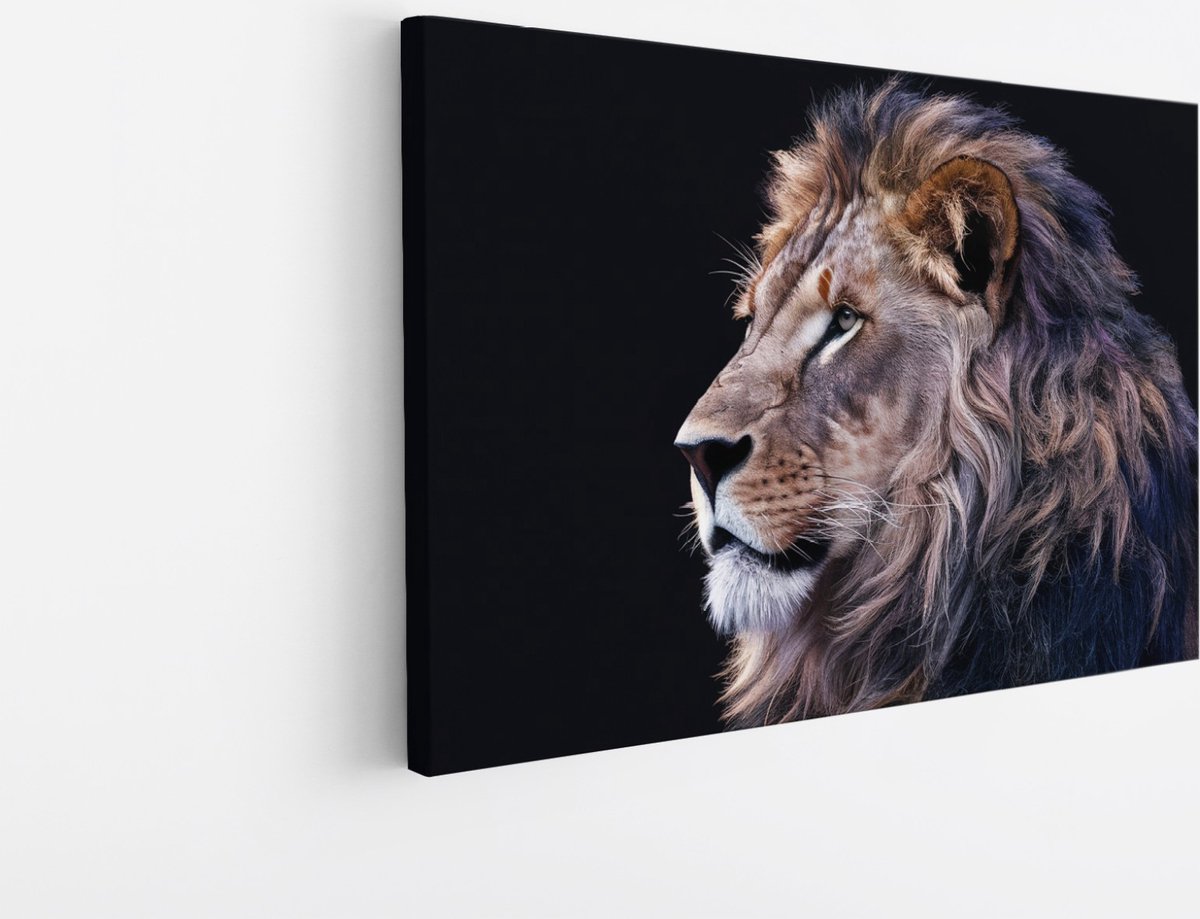 Saammp Canvas Schilderij - leeuwen portret - Afrika - Dieren - Natuur - 70x50 - Foto op canvas - Wanddecoratie - Muurdecoratie Woonkamer - Slaapkamer decoratie - Canvas Print Multicolor