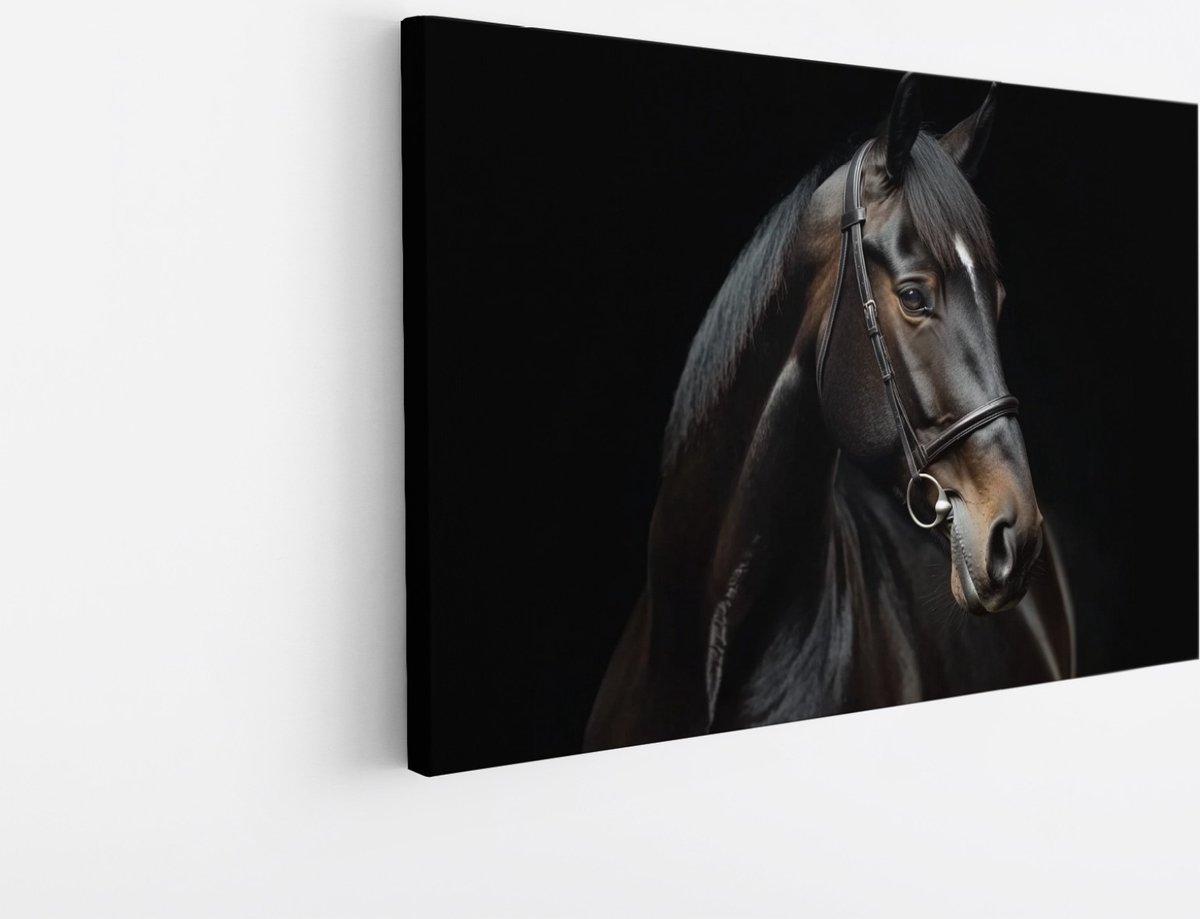 Saammp Canvas Schilderij - Kunst - Paard - Dieren - Portret - 45x30 - Foto op canvas - Wanddecoratie - muurdecoratie Woonkamer - Slaapkamer decoratie - Canvas Print Multicolor