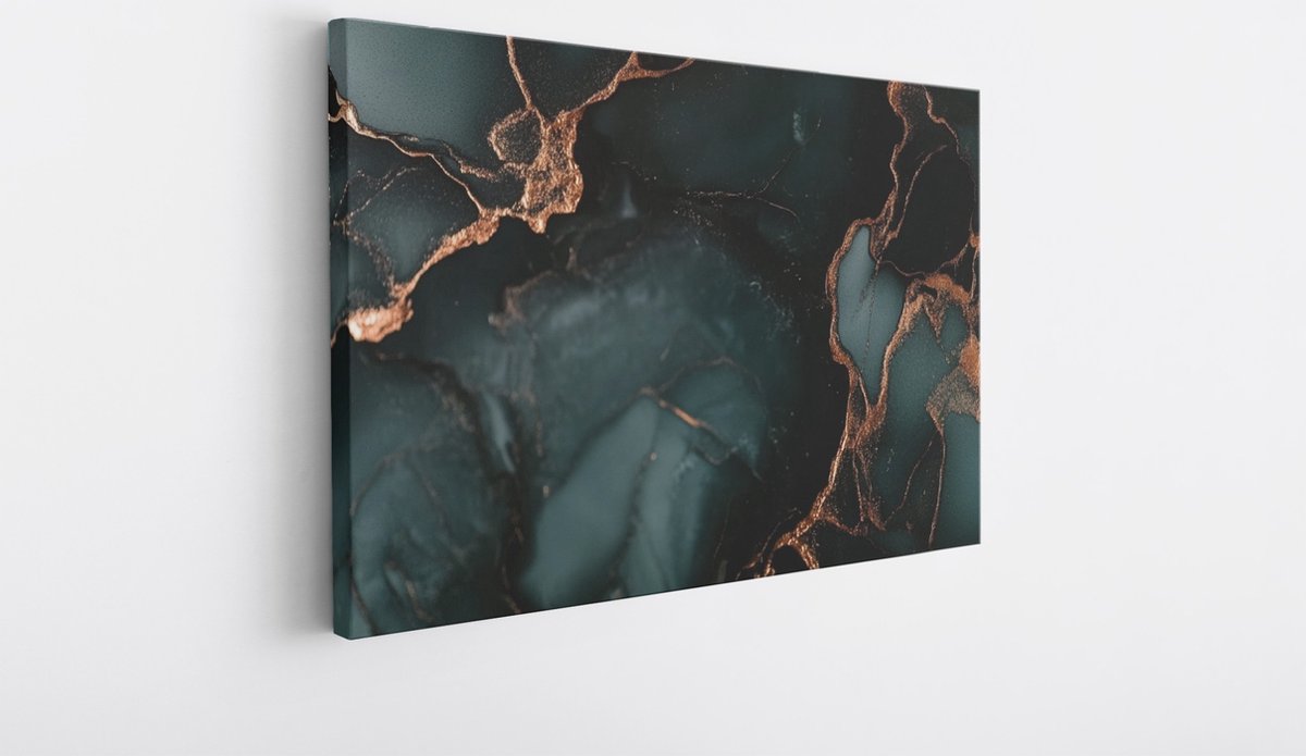 Saammp Canvas Schilderij - Groen - marmer - Abstracte wanddecoratie- 40x30 - Foto op canvas - Wanddecoratie - Muurdecoratie Woonkamer - Kantoor Decoratie Multicolor