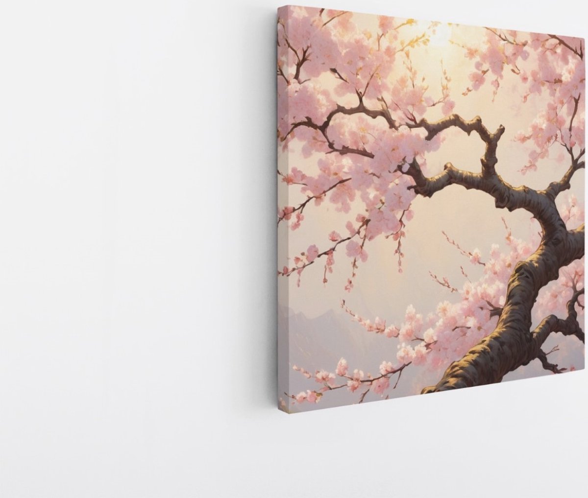 Saammp Canvas Schilderij - Roze bomen in zonsondergang - Abstract - 30x30 - Foto op canvas - Wanddecoratie - Muurdecoratie Woonkamer - Kantoor Decoratie Multicolor
