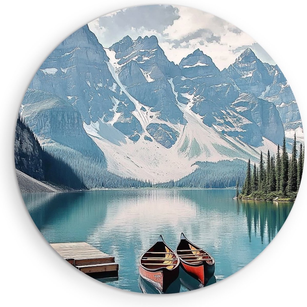 Saammp Forex Muurcirkel - Natuur - Kanos- landschap - Ø 70 - Wandcirkel - Wanddecoratie Cirkel - Muurdecoratie Woonkamer - Slaapkamer decoratie - Rond Schilderij
