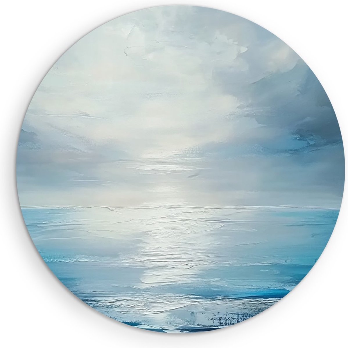 Saammp Muurcirkel Hout - Landschap - Blauw - Abstract kunstwerk - Ø 60 - Wandcirkel - Wanddecoratie Cirkel - Muurdecoratie Woonkamer - Slaapkamer decoratie - Rond Schilderij