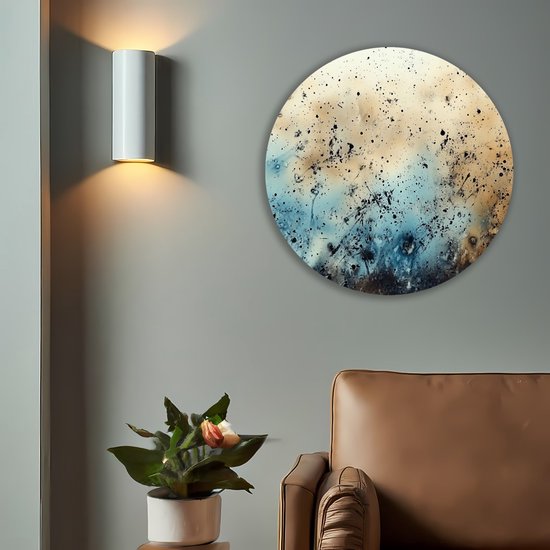 Saammp Forex Muurcirkel - dynamische spikkels - Abstract - Ø 80 - Wandcirkel - Wanddecoratie Cirkel - Muurdecoratie Woonkamer - Slaapkamer decoratie - Rond Schilderij