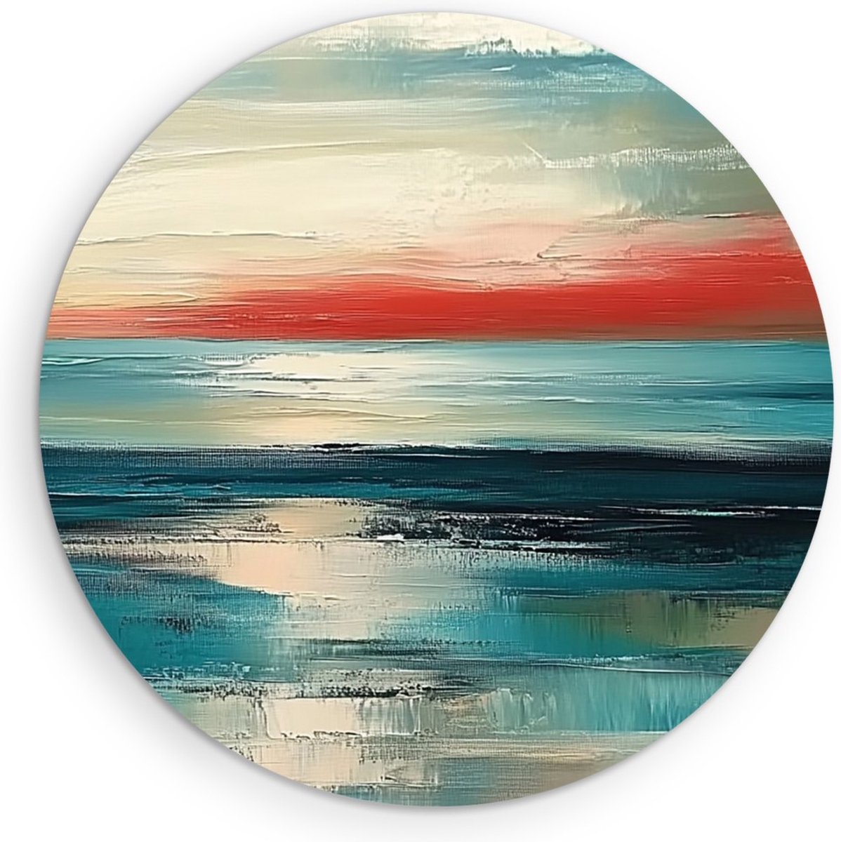 Saammp Muurcirkel Hout - Landschap - turqoise - Abstract - Ø 30 - Wandcirkel - Wanddecoratie Cirkel - Muurdecoratie Woonkamer - Kantoor Decoratie