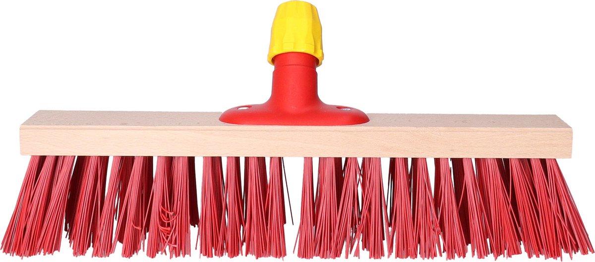 Goedkoopste Buemag Bezemkop - Elaston - rood - hout - hard - 40 cm - 24mm - straatbezem/buitenbezem - universele steelhouder