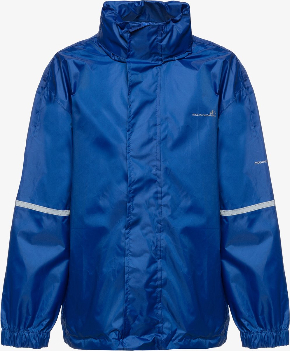 Mountain Peak kinder regenjas - Blauw - Met capuchon - Ritssluiting - Maat 134/140