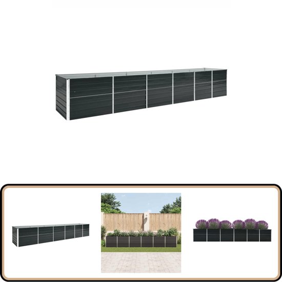 VidaXL Plantenbak Gegalvaniseerd Staal Antraciet - Grote Tuinbak 320 X 80 X 77 Cm Voor Bloemen & Groenten