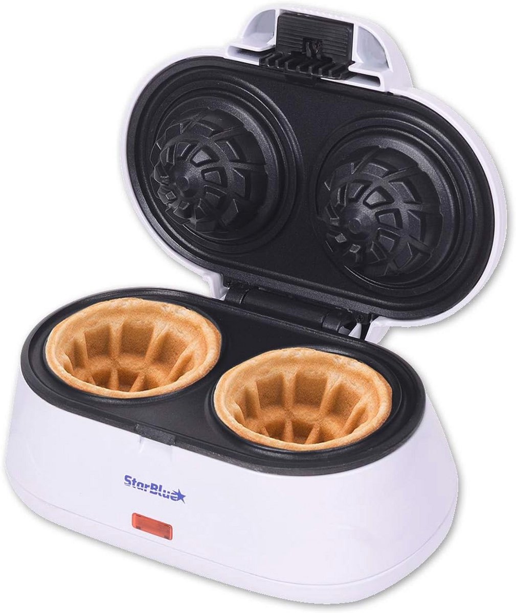 Dubbele Wafelschaalmaker - Maak Komvormige Belgische Wafels en Serveer IJs en Fruit | Ideaal Cadeau